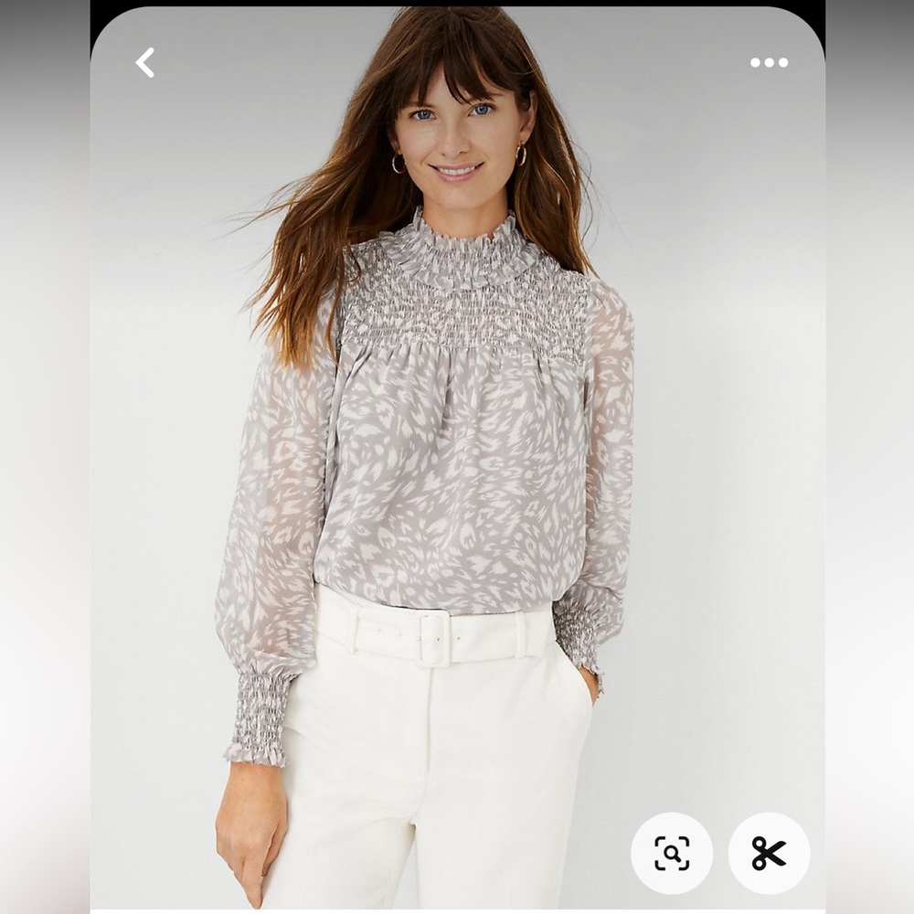 COPY - Ann Taylor Animal Print Smocked Ruffle Top